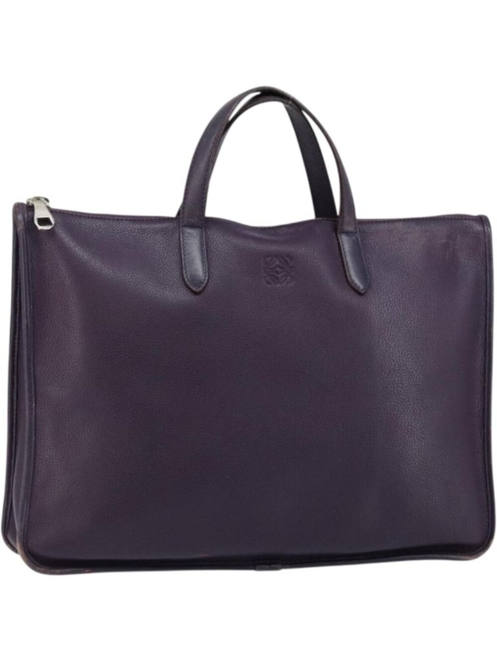 LOEWE Tote Bag Leather Purple Silver